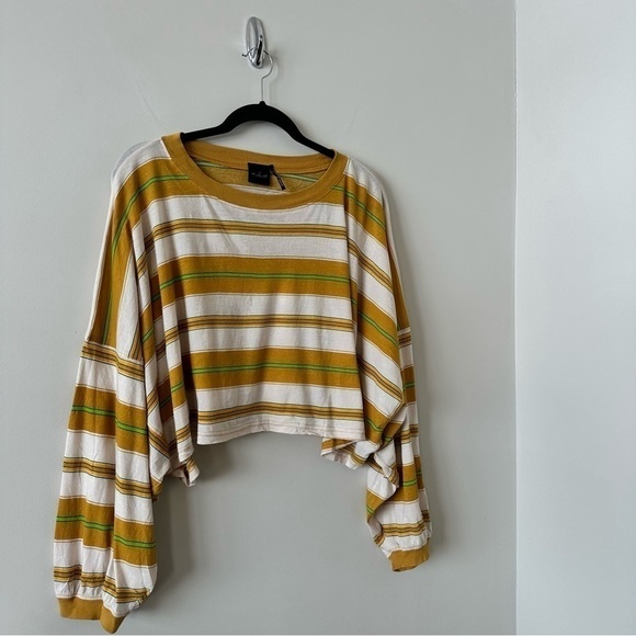 Out From Under Urban Outfitters Ella Stripe Cropped Ballon Sleeve Long Sleeve - Picture 3 of 8